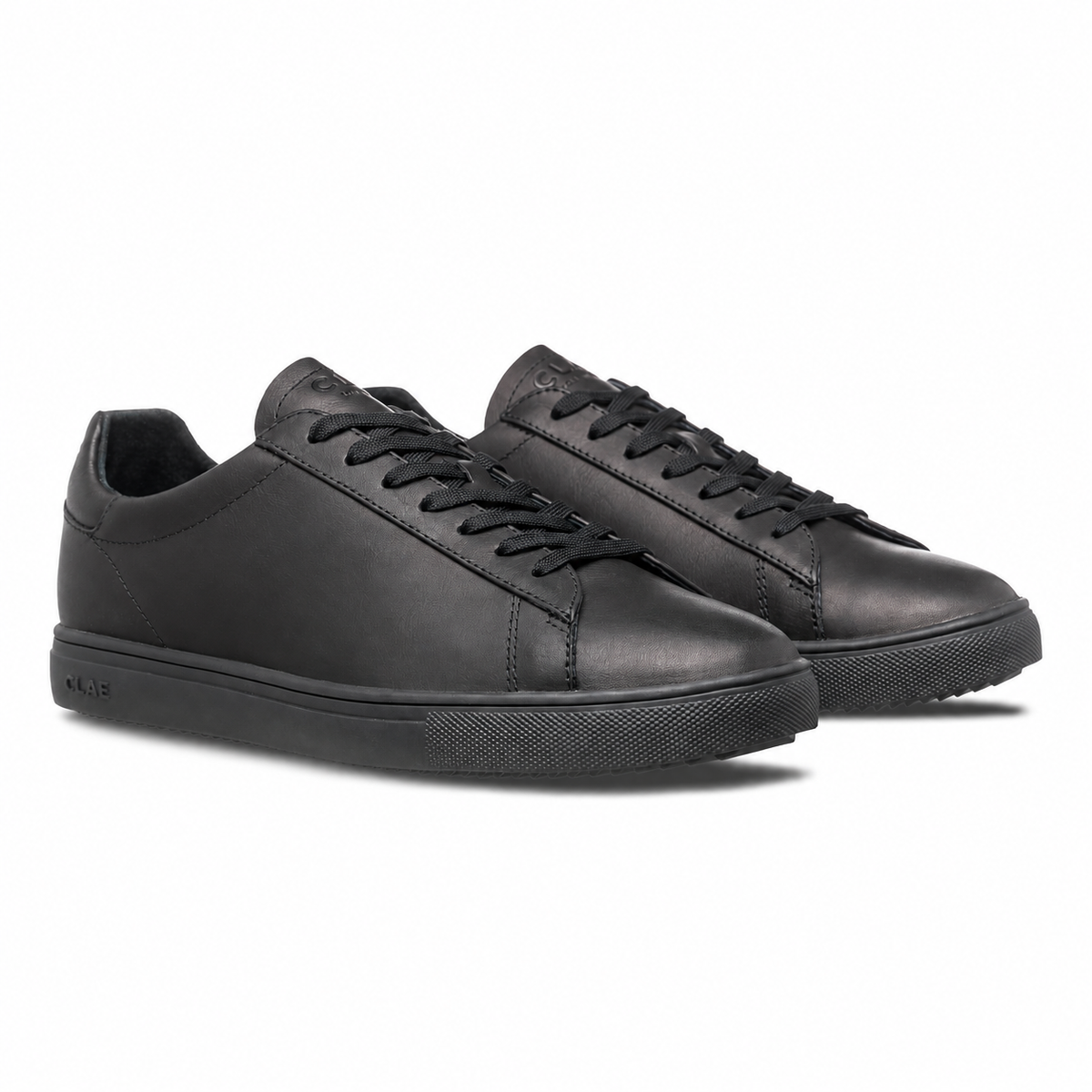 CLAE Bradley Essentials Triple Black Leather — three-quarter view