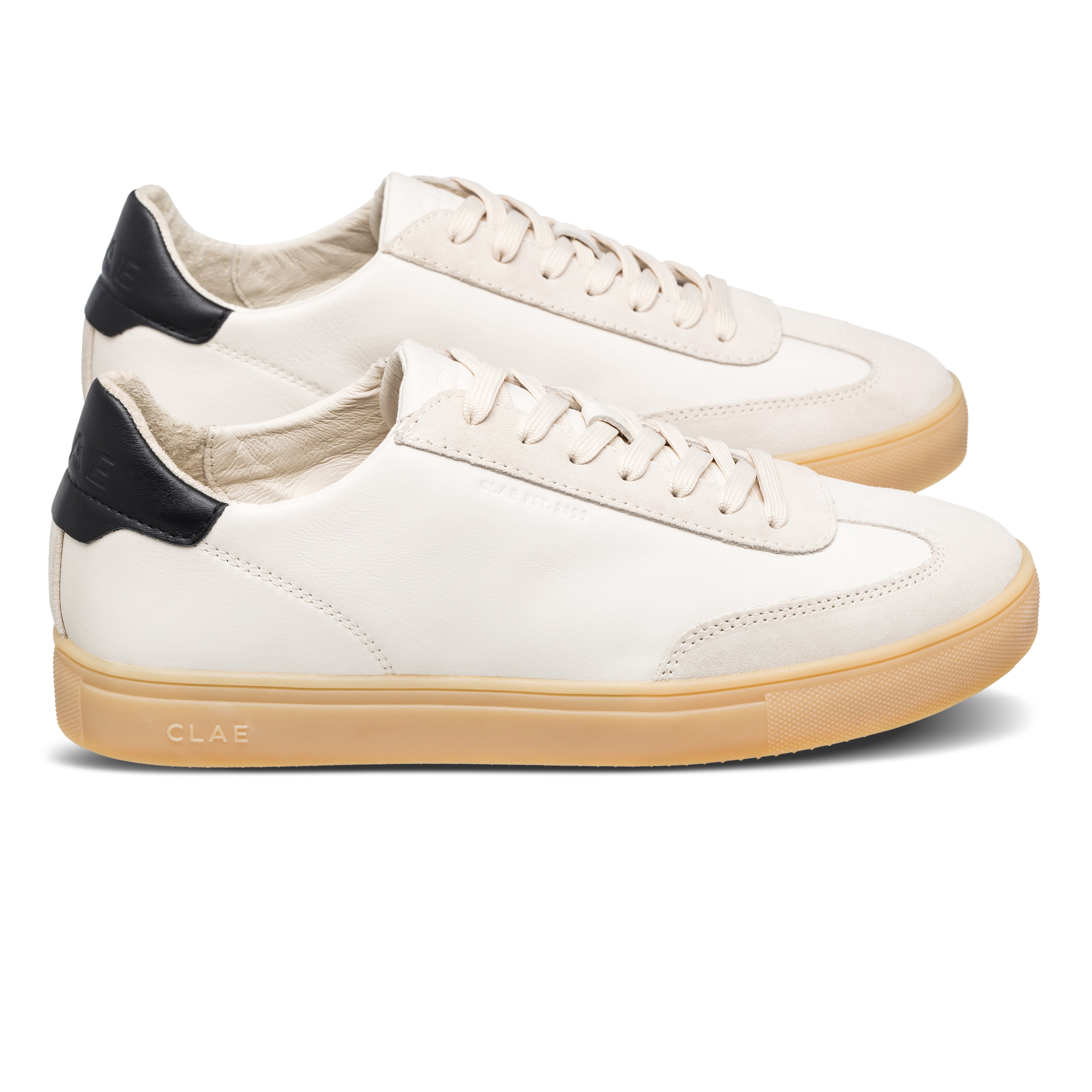 Deane court shoe in Off-White Black Light Nat Gum with suede and Italian leather upper, side view showing T-Toe silhouette and premium craftsmanship.