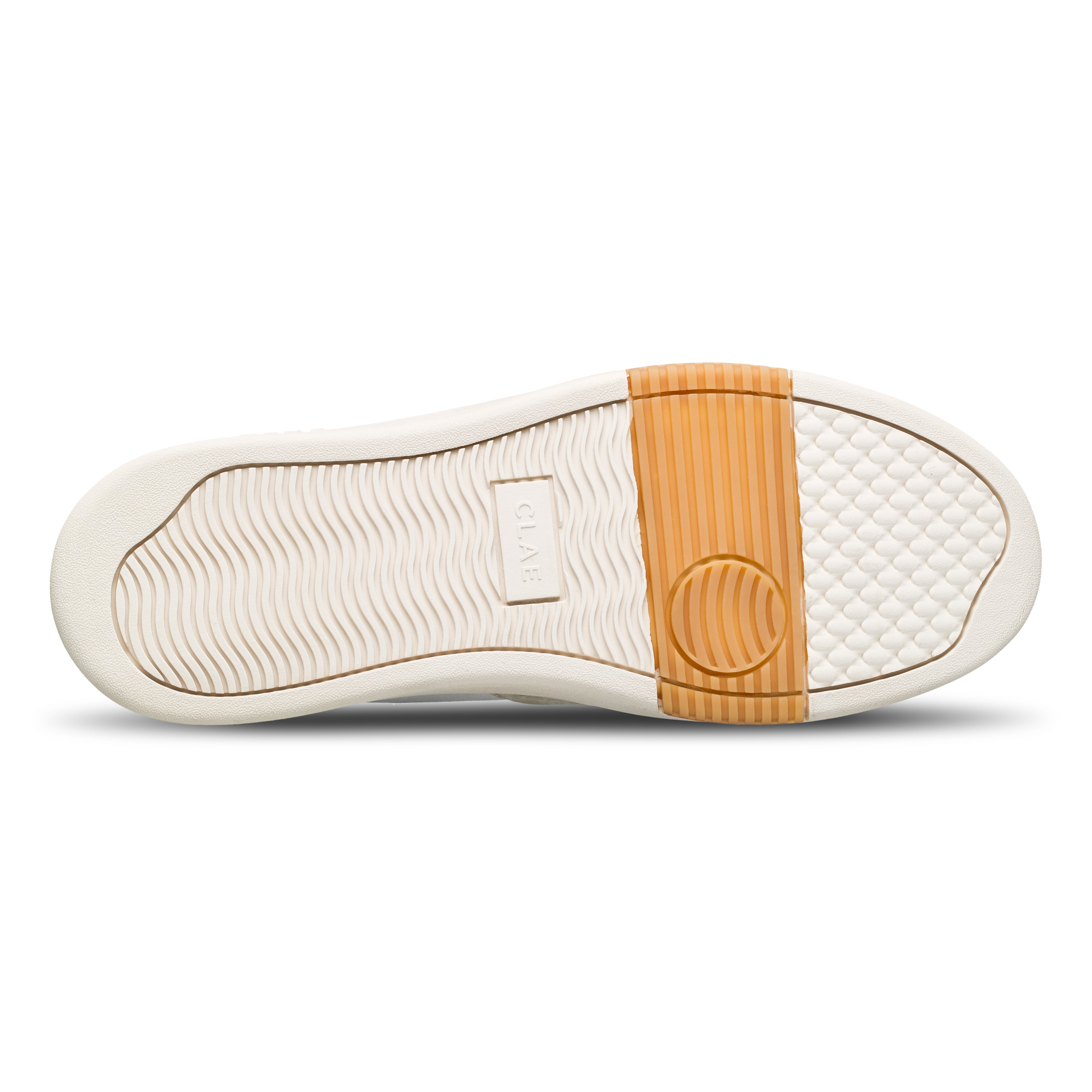 Moses sneaker in White Wood Ash Black with All Court (AC) outsole made of 30% natural rubber, sole view.