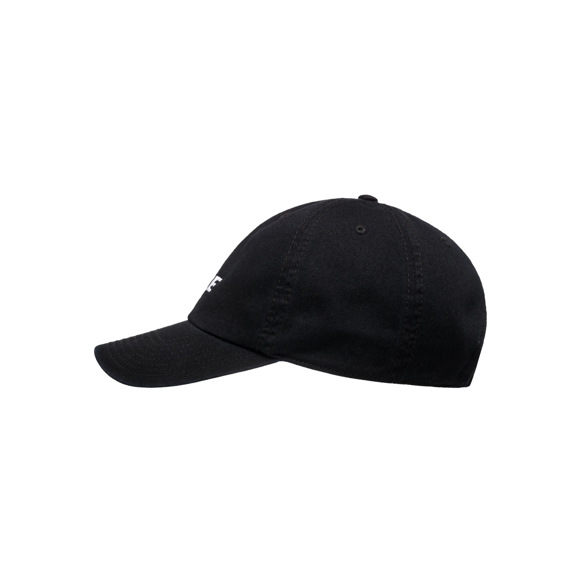 Sustainable dad hat in BLACK, organic and recycled cotton – side profile